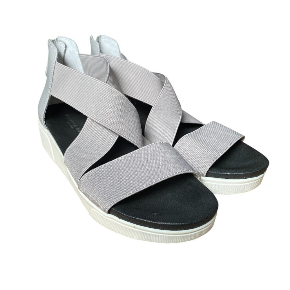 Kenneth Cole New York Silver Gray Black Strappy Lincoln Sandals - Size 8.5